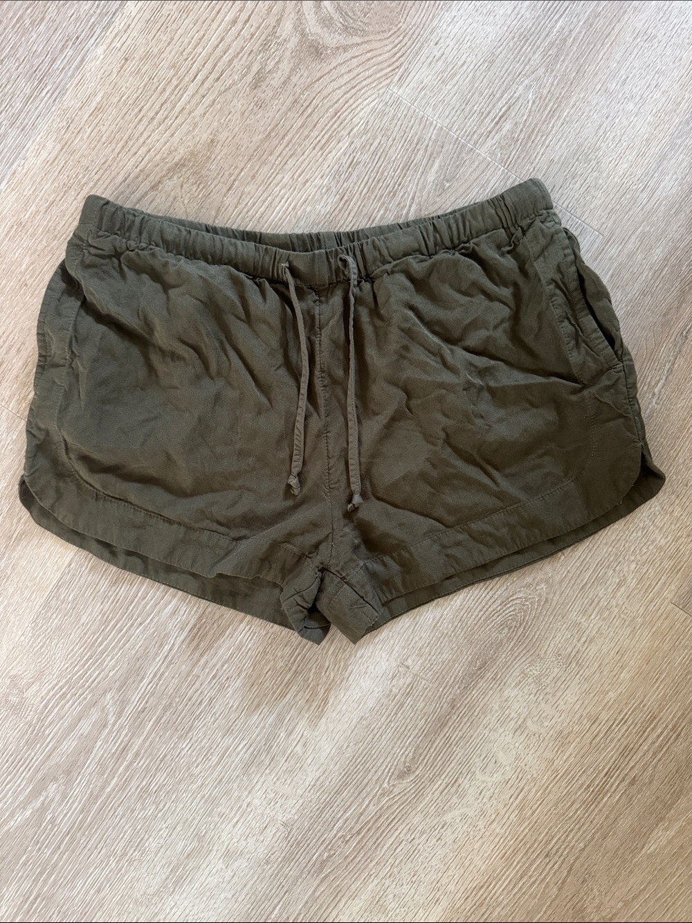 RVCA Olive Green Drawstring Soft Shorts